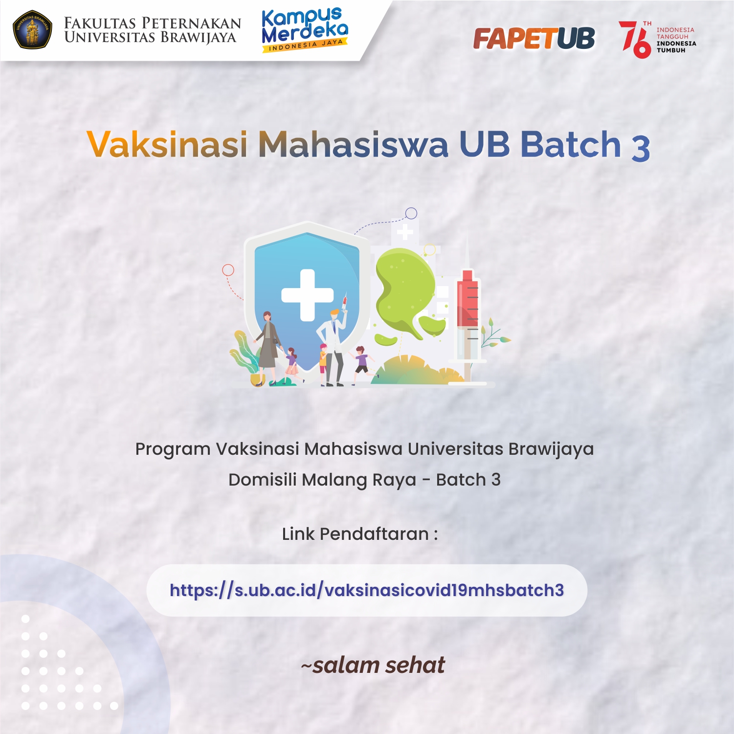 Program Vaksinasi Mahasiswa Universitas Brawijaya Batch 3