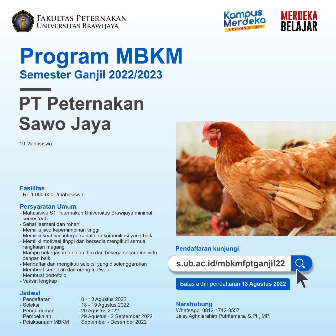 Program MBKM Semester Ganjil 2022/2023 PT. Peternakan Sawo Jaya