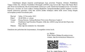 (Indonesia) Undangan Mahasiswa ADik dan ADEM asal Papua dan Papua Barat