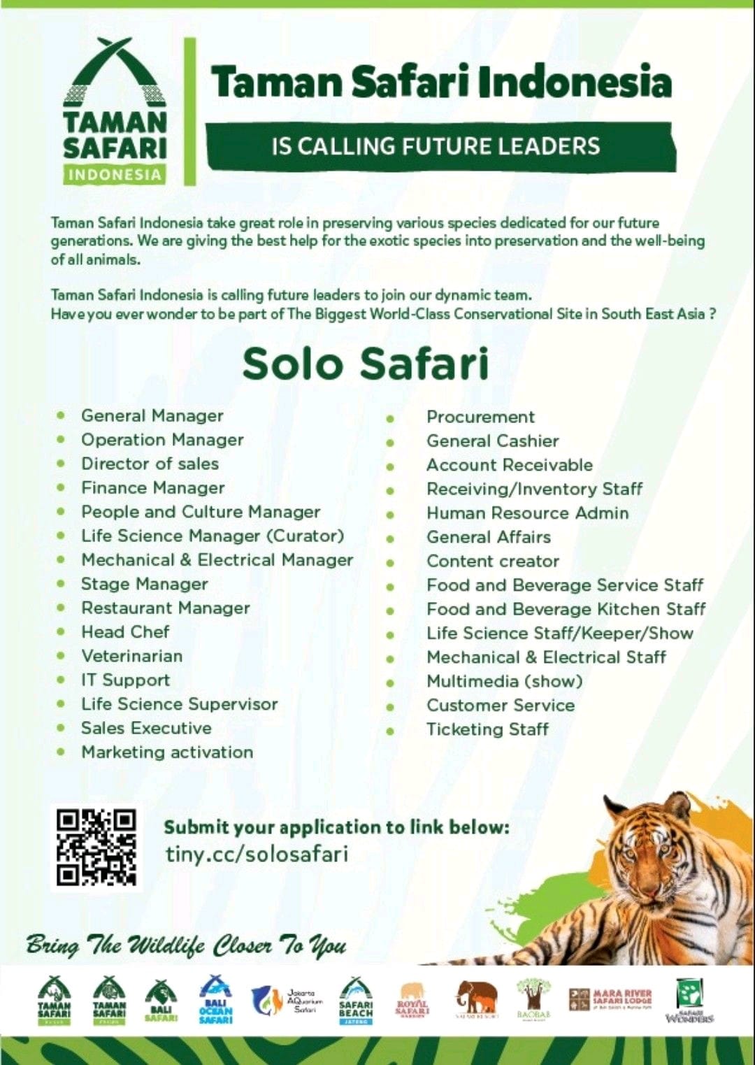 Job Vacancy at Taman Safari Indonesia