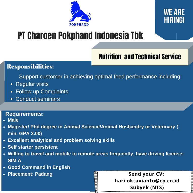 Job Vacancy at PT. Charoen Pokphand Indonesia