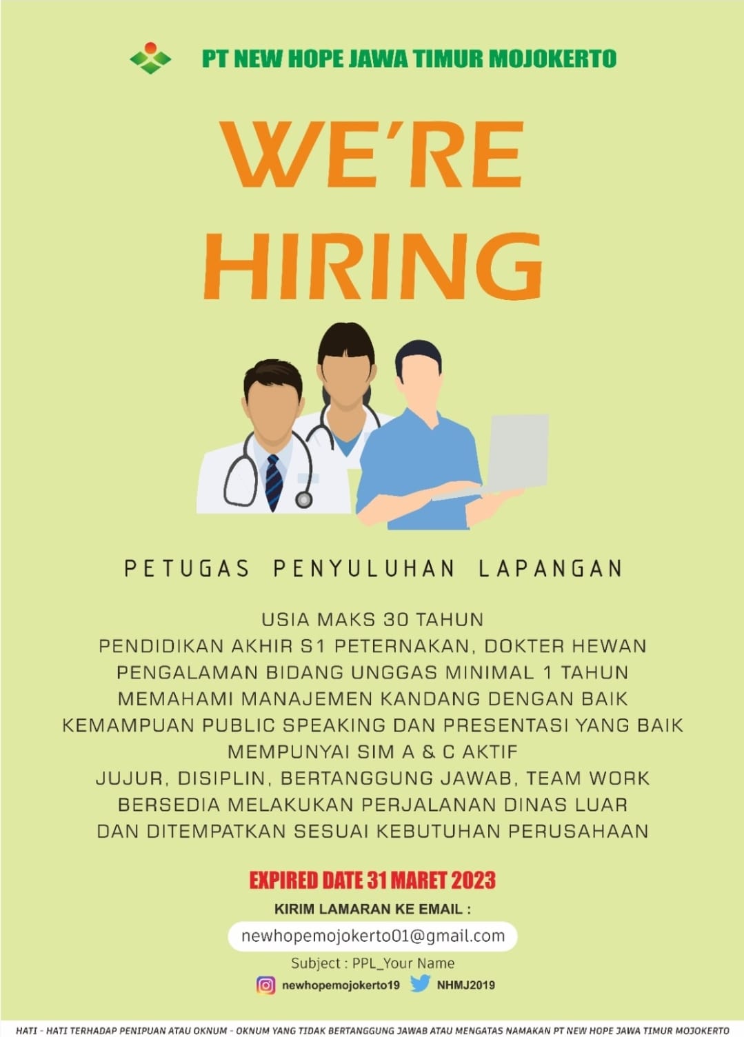Job Vacancy at PT New Hope Jawa Timur Mojokerto