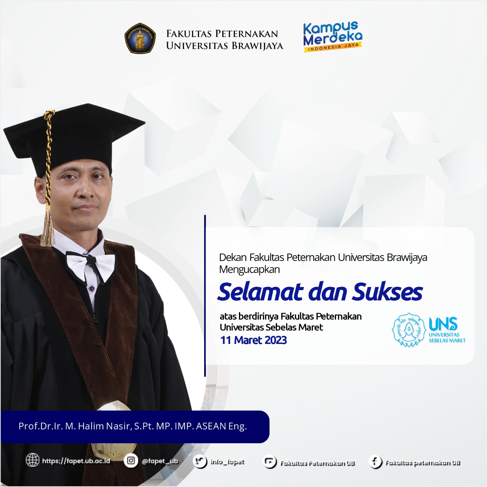 Congratulations and Success to the Faculty of Animal Husbandry, Sebelas Maret University