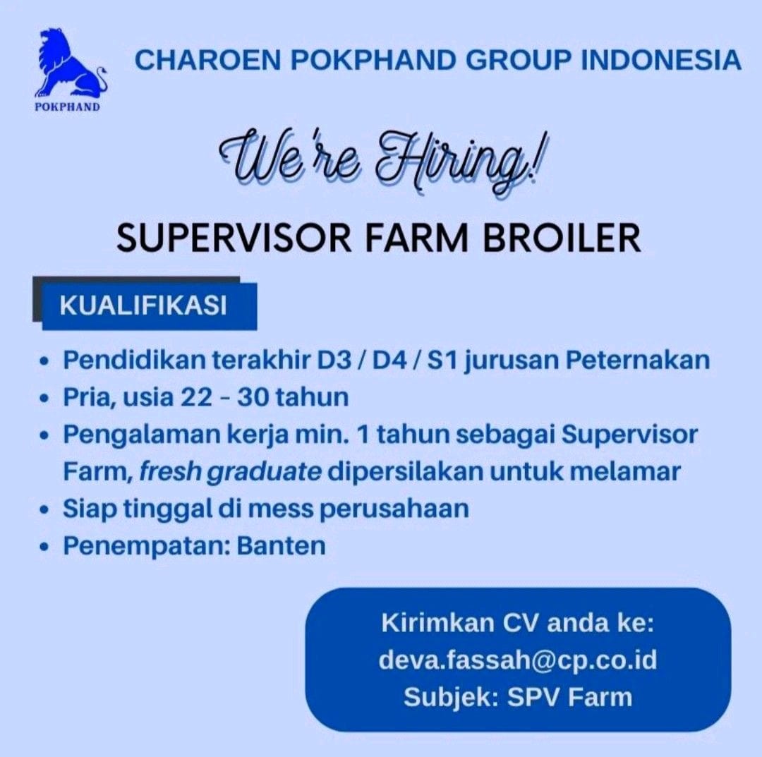 Job Vacancy at Charoen Pokphand Group Indonesia