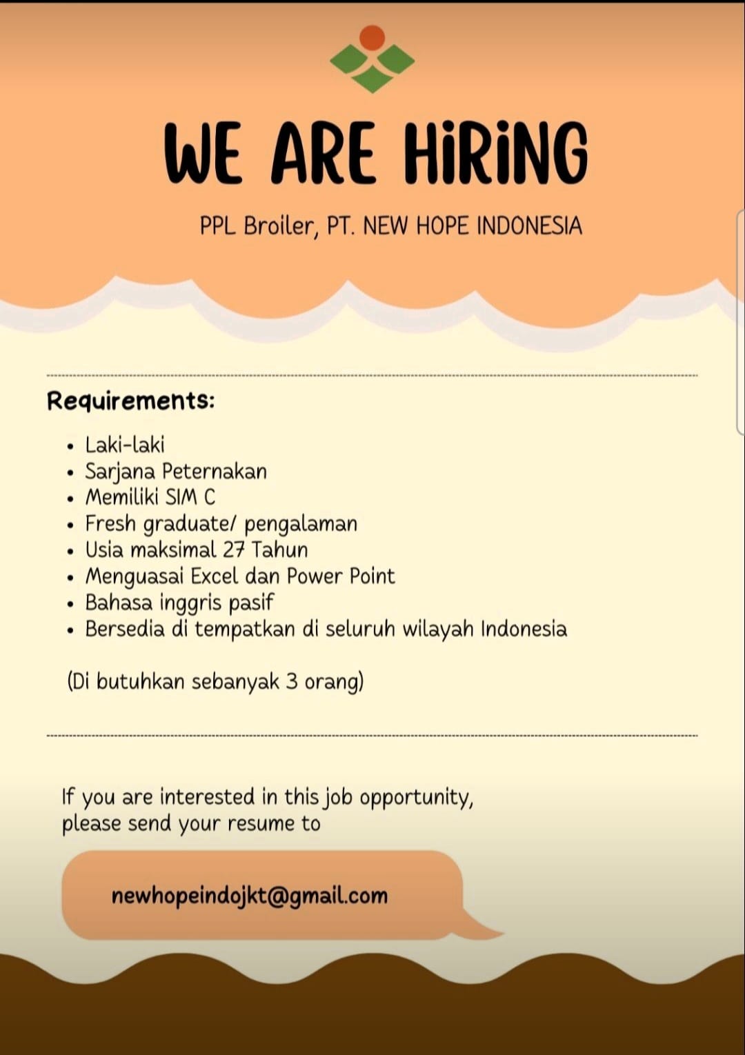 Job Vacancy at PT. New Hope Indonesia