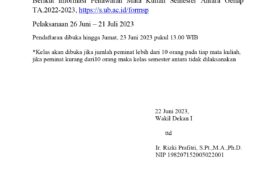 (Indonesia) Penawaran MK untuk Semester Antara Genap TA. 2022/2023