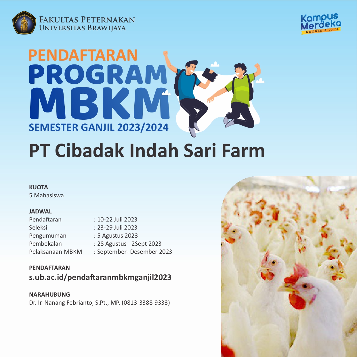 Pendaftaran MBKM PT Cibadak Indah Sari farm