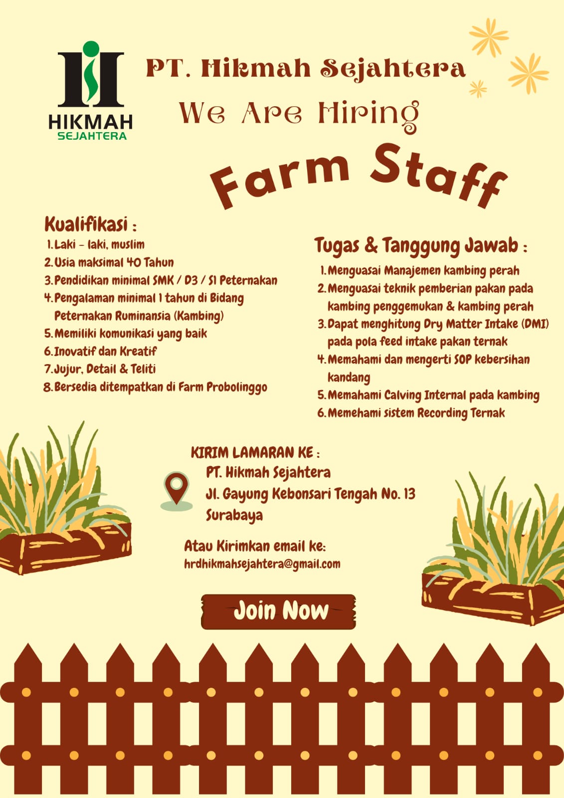 Job Vacancy at Hikmah Sejahtera