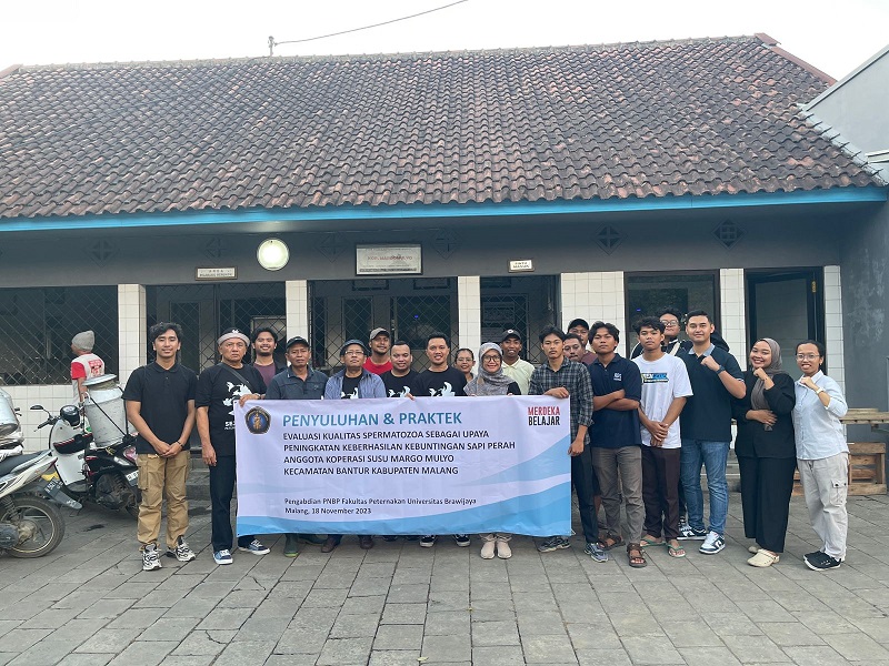 Lecturers from the Faculty of Animal Husbandry, Brawijaya University Provide Training on Frozen Semen Quality Testing at the Margomulyo Bantur Cooperative.