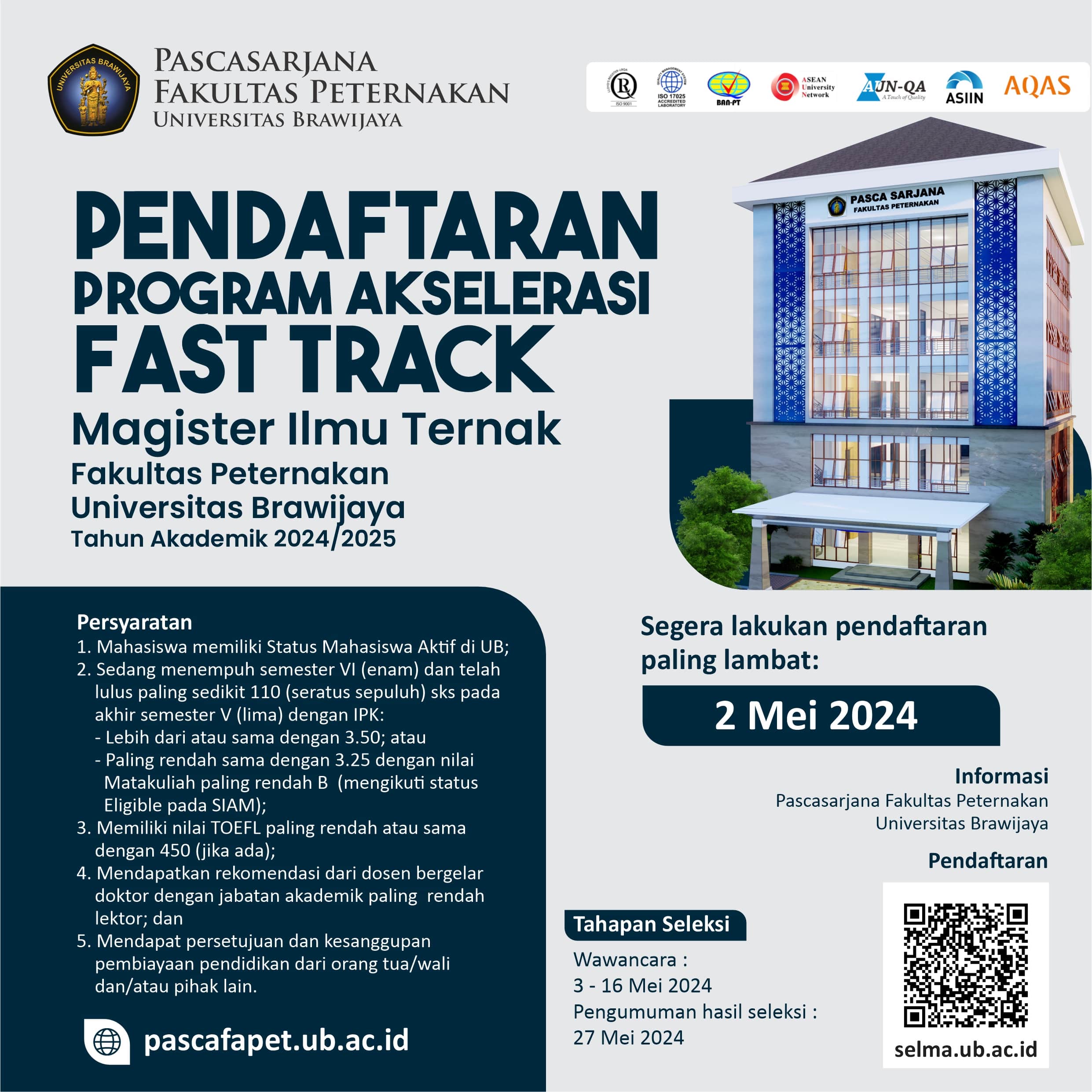 Registration for the Fast Track Master’s Program in Animal Science at the Faculty of Animal Science, UB